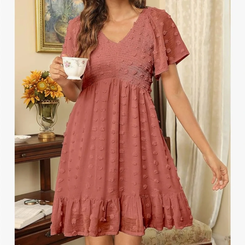 Pink Smocked Ruffle Dress - Picture 3 of 5